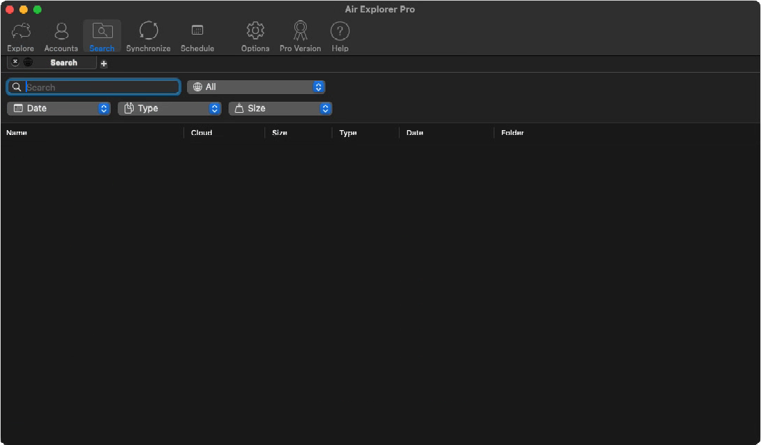 Air Explorer Pro macOS 搜索界面